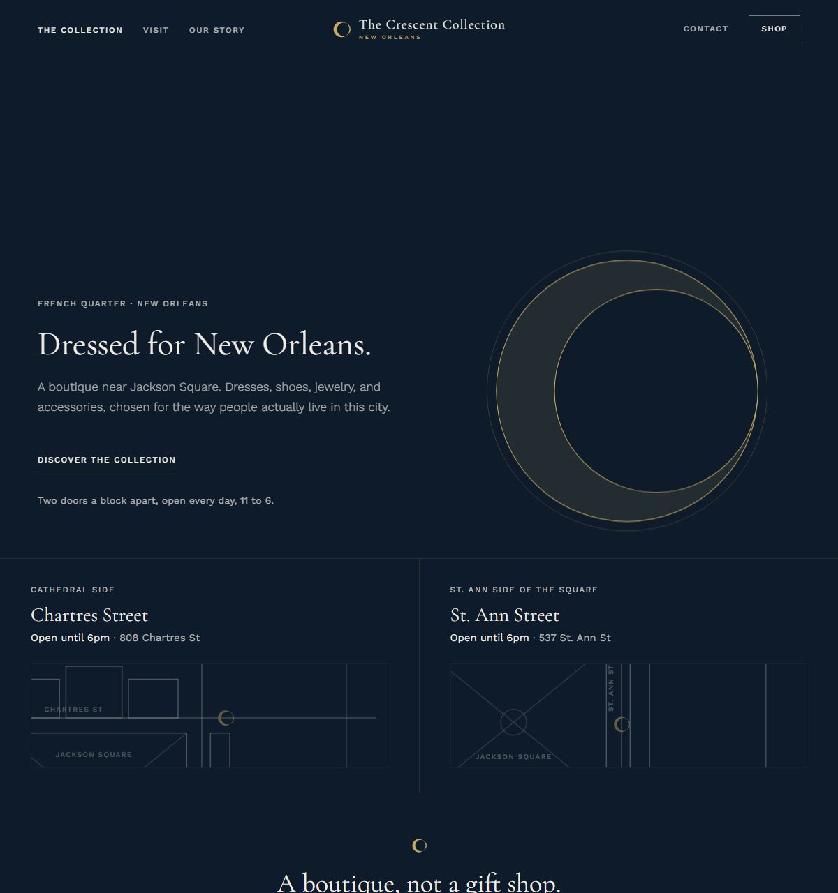 The Crescent Collection demo homepage.