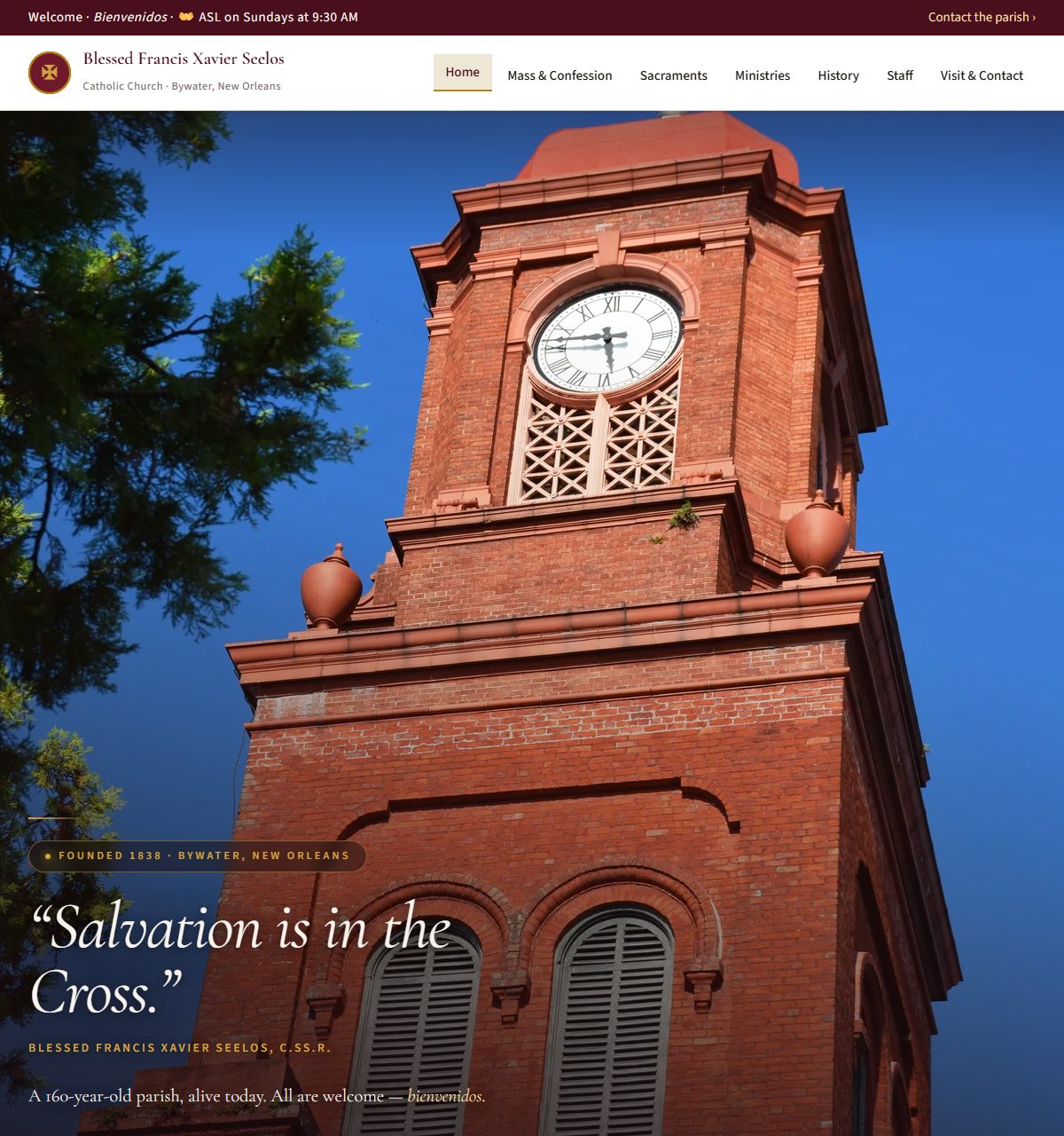 The Seelos Church demo homepage.